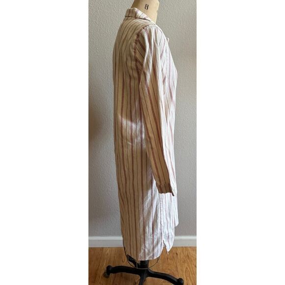 Garnet Hill Sz‎ Small Red Ivory Striped Sleep Shirt PJ top Organic Cotton GUC - Picture 4 of 5